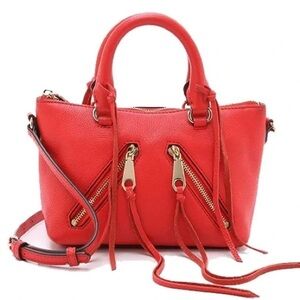Rebecca Minkoff Micro Moto Crossbody in a red orange